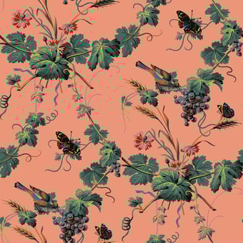 Carta da parati La Treille aux Oiseaux Flamant Rose Papier français 
