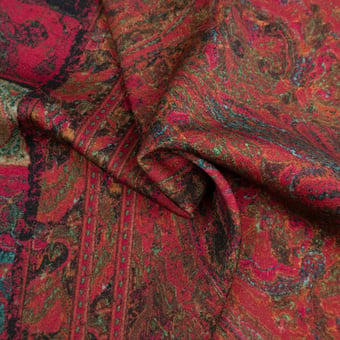 Paradiso Paisley wool Fabric Rouge Andrinople Dedar