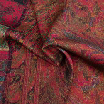 Paradiso Paisley wool Fabric Rouge Andrinople Dedar