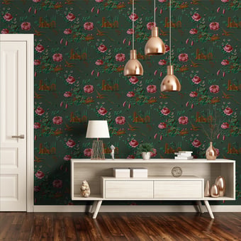 Roses de Cuir Wallpaper Flamant Rose Papier français 