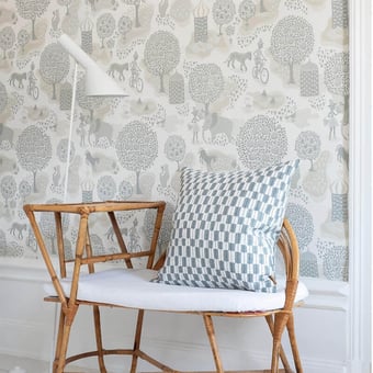 Papier peint Jardin de la Vie White/Dusty Blue Littlephant