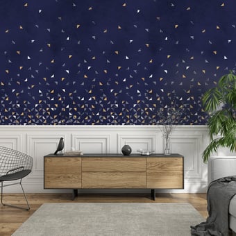 Tangram Bleu Nuit Panel 150x330 cm - 3 lés - côté gauche Isidore Leroy
