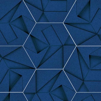Hexagon Acoustical Wallcovering Blue Muratto