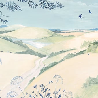 Papel pintado mural panorámico Cent Lièvres Pastel Les Dominotiers