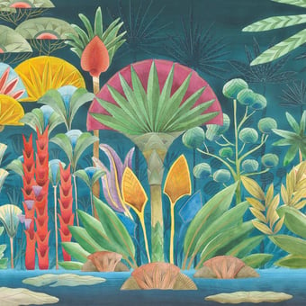 Papel pintado mural panorámico La Forêt Magique Multicolore Les Dominotiers
