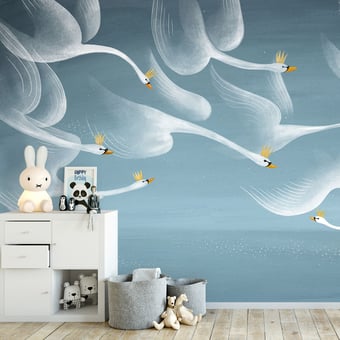 Onze Cygnes Sauvages Panel Bleu Les Dominotiers