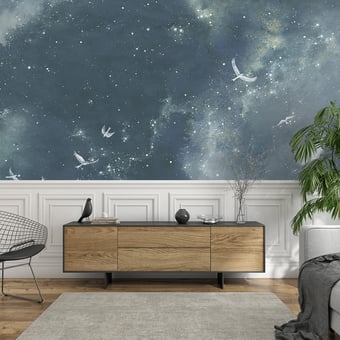 Papel pintado mural panorámicoLes Amours de linodou et l'Aurore Boréale Nuit Les Dominotiers