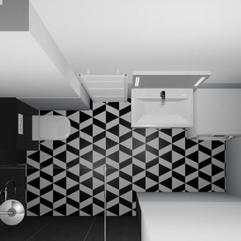 Piastrella di cemento Triangle snow white, black De Tegel