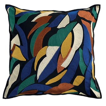 Coussin Défilé Moutarde/Emeraude Maison Casamance