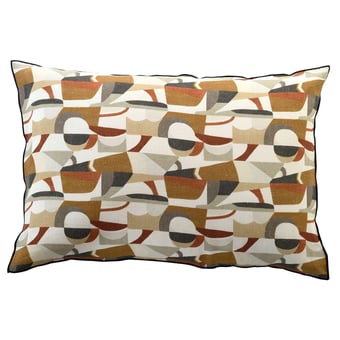 Coussin Fascination Lin Noir/Tabac Maison Casamance