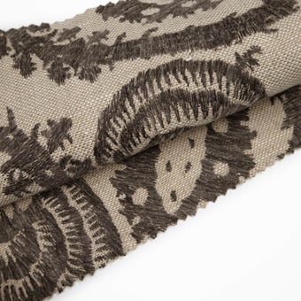 Suzani Embroidery Fabric Zinc/Mousseux Zoffany