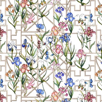 Fretwork Garden Fabric Azur Christian Lacroix