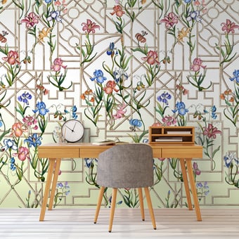 Papel pintado mural panorámico Fretwork Garden Citron Christian Lacroix