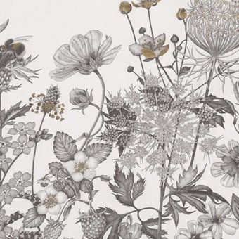 Panoramatapete Fleurs des Champs Graphite Etoffe.com x Catherine Prigent