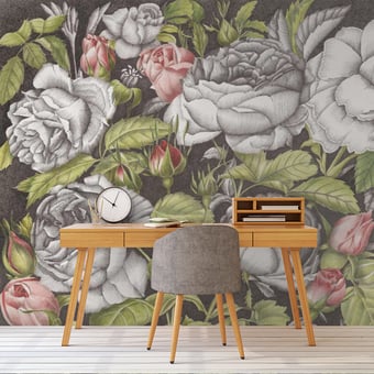 Papel pintado mural panorámico Roses Anciennes Printemps Etoffe.com x Catherine Prigent