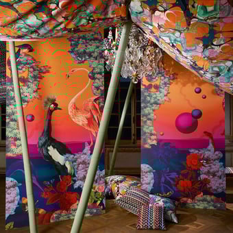 Papel pintado mural panorámico Novafrica Sunset Scène 1 Tangerine Christian Lacroix