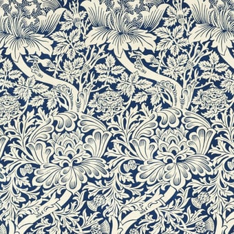 Stoff Rose and Thistle Indigo Morris and Co