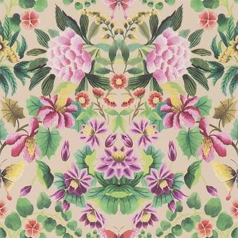 Papel pintado Ikebana Damask Fuchsia Designers Guild