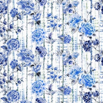 Kyoto Flower Fabric Indigo Designers Guild