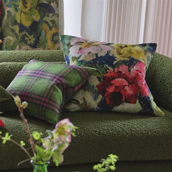 Tapestry Flower Cushion Vintage Green Designers Guild