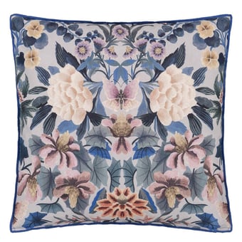 Ikebana Damask Cushion Aqua Designers Guild