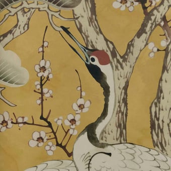 Carta da parati murale V&A Kyoto Blossom Golden Yellow 1838