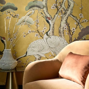 Carta da parati murale V&A Kyoto Blossom Golden Yellow 1838