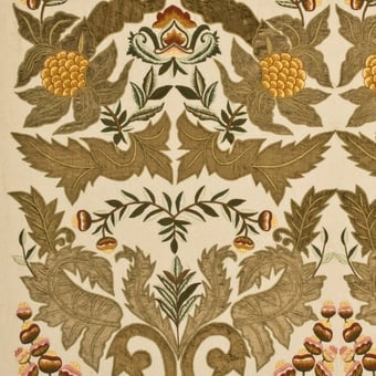 Constantine Embroidered Fabric Linen Sage/Gold Mulberry