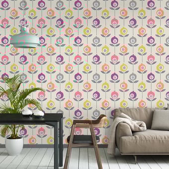 Pepino Wallpaper Sky/Cinnamon/Ink Scion