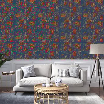 Rose de Nuit Wallpaper Jaune Etoffe.com x Papier Français
