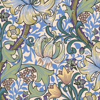 Golden Lily Coton Lin Fabric Sky House of Hackney