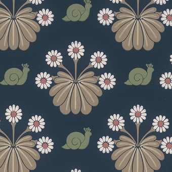 Tapete Burges Snail Dark blue Little Greene