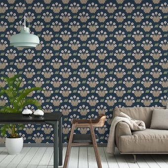 Burges Snail Wallpaper Dark blue Little Greene