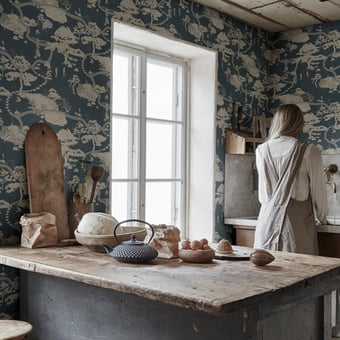 Papier peint Kenrokuen Bleu Sandberg