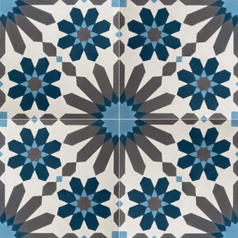 Baldosa hidráulica Fiora Gris/Bleu Carodeco