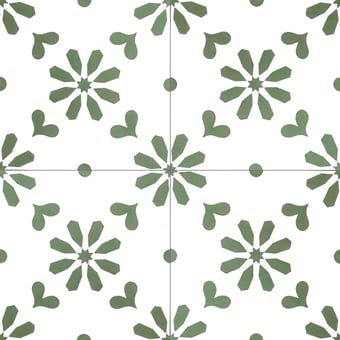 Baldosa hidráulica Azulejos Vert/Blanc Carodeco