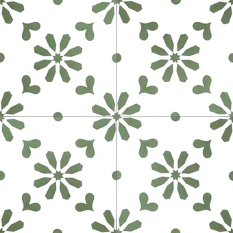 Baldosa hidráulica Azulejos Vert/Blanc Carodeco