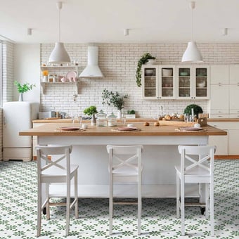 Baldosa hidráulica Azulejos Vert/Blanc Carodeco