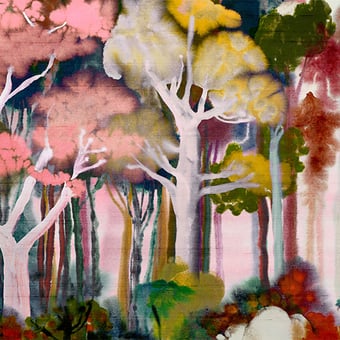 Papel pintado mural panorámico Banyan Red Blossom Arte