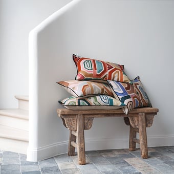 Coussin Mahlangu Celadon/Moutarde Maison Casamance