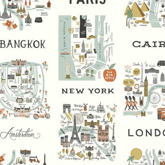 City Maps adhesive wallpaper Mint Rifle Paper Co.