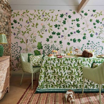 Carta da parati murale Sycamore and Oak Botanical Green Sanderson