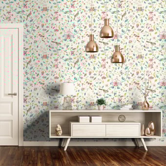 Aril's Garden Wallpaper Teal/Russet Sanderson