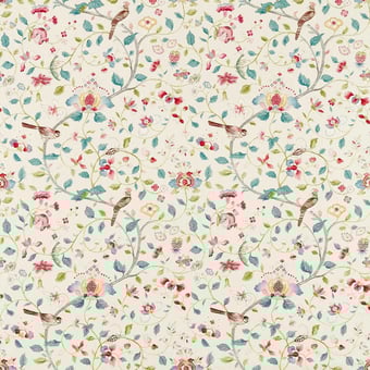 Aril's Garden Fabric Indigo Red Sanderson