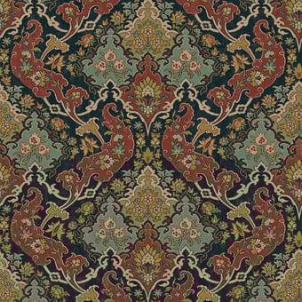 Papel pintado Pushkin Seafoam & Red on Charcoal Cole and Son
