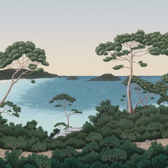 Papel pintado mural panorámico Port-Cros Original 150x330 cm - 3 tiras - Parte A Isidore Leroy