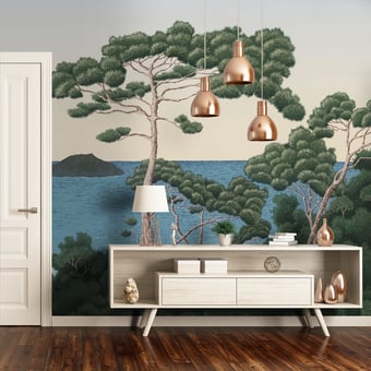 Papel pintado mural panorámico Port-Cros Original 150x330 cm - 3 tiras - Parte A Isidore Leroy