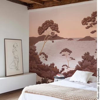 Papel pintado mural panorámico Port-Cros Bois de Rose 150x330 cm - 3 tiras - Parte A Isidore Leroy