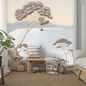 Carta da parati murale Port-Cros blu Ocre 150x330 cm - 3 lés - Partie A Isidore Leroy