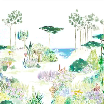 Papel pintado mural panorámico Jardin de France Original 200x330 cm - 4 tiras - lado izquierdo Isidore Leroy